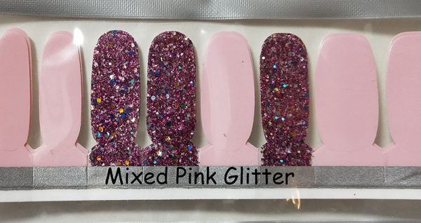 Mixed Pink Glitter Nail Wraps