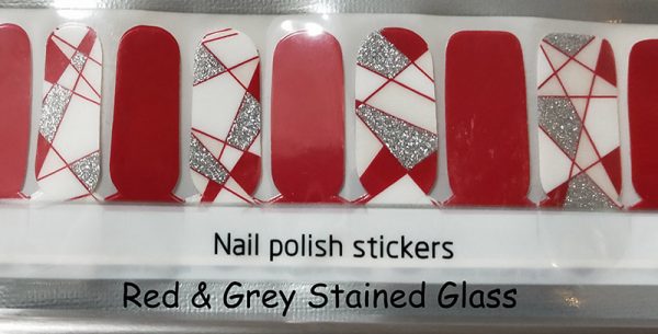 Red & Grey Stained Glass Nail Wraps