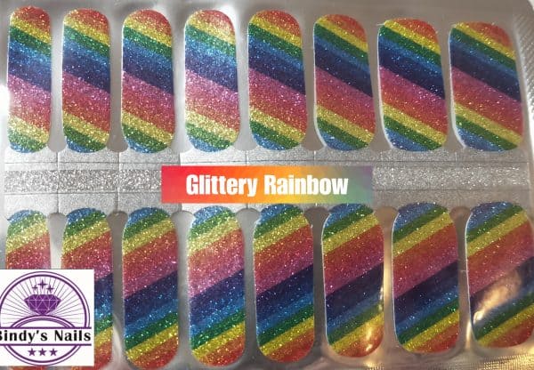 Glittery rainbow nail wraps