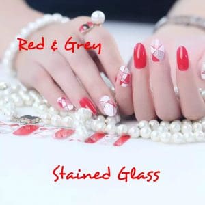 Bindy's Red & Grey Stained Glass Nail Polish Wrap