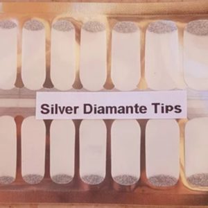 Silver diamanté's tips nail wraps