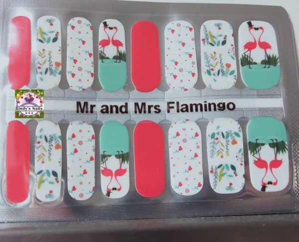 Bindy's Nails Mr & Mrs Flamingo Nail Polish Wrap