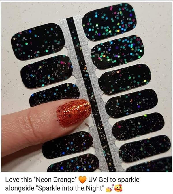 Bindy's Neon Orange with Sparkle Into the Night