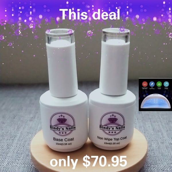 Bindy's Base & Non Wipe UV Gel With Led/Lamp Deal