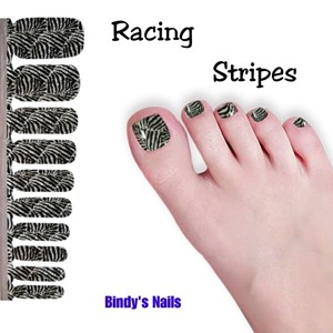 Bindy's Racing Stripes Nail Pedicure Polish Wrap