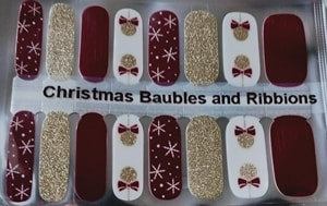 Bindy's Christmas Baubles and Ribbions Nail Polish Wrap