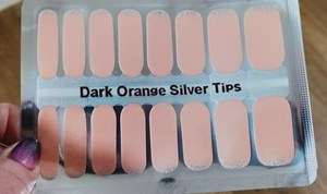 Bindy's Dark Orange Silver Tips Nail Polish Wrap