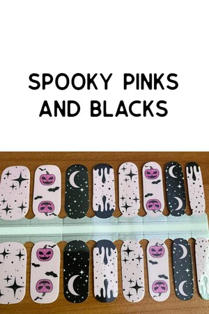 Bindy's Spooky Pinks and Blacks Nail Polish Wrap