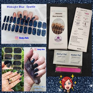 Bindy's Midnight Sparkle Gel Nail Wrap ( lamp needed)