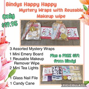 Bindy's Happy Happy Mystery Wraps with Reusable Make up Wipe.