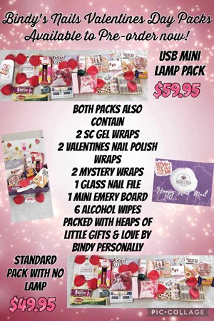 Bindy's Nails Valentines Days Preorder with USB Mini LED LAMP