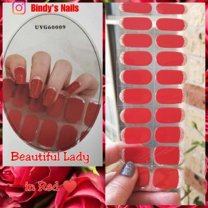 Bindy's Beautiful Lady in Red Semi Cured Gel Wrap